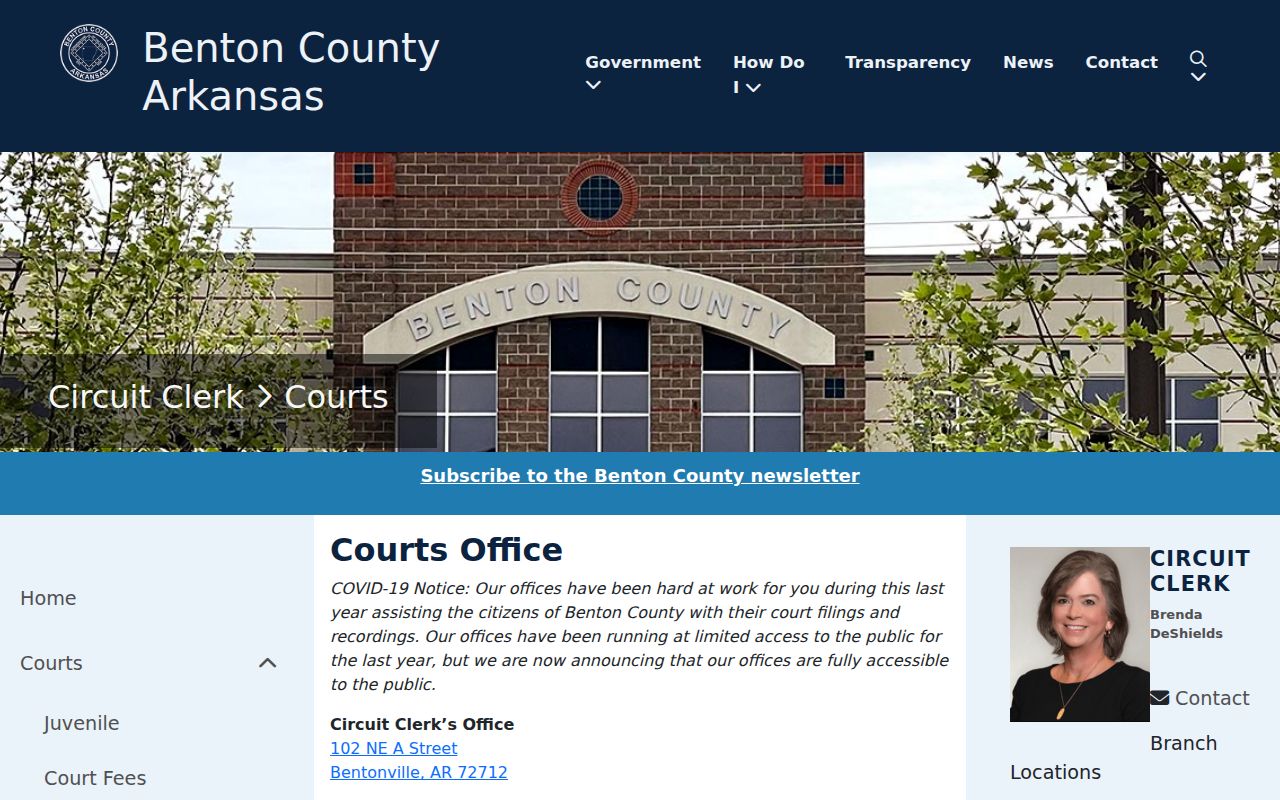 Benton County criminal court records circuit clerk page